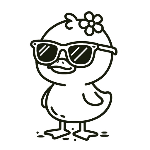 Duck in Sunglasses Coloring Page