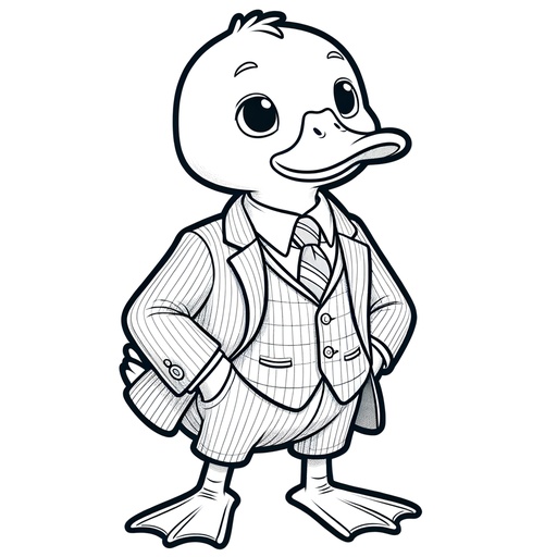 Duck in a Suit Coloring Page