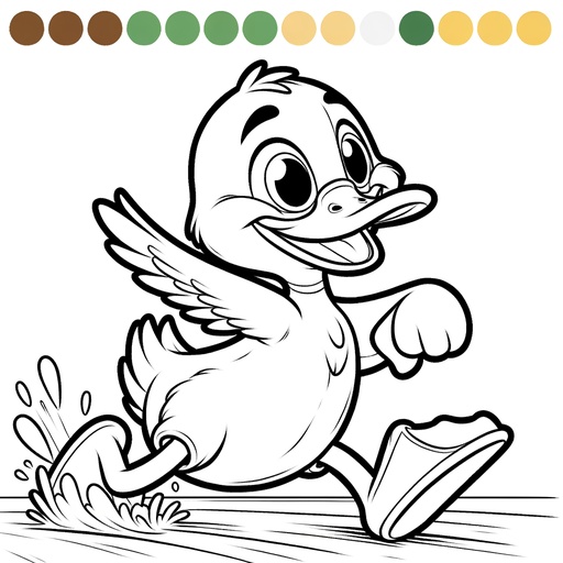 Action Duck Coloring Page