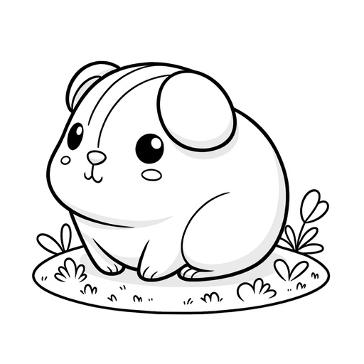 Guinea Pig in Nature Coloring Page