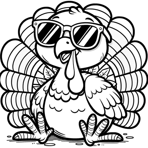 Turkey in Sunglasses Coloring Page