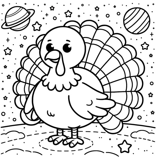 Space Turkey Coloring Page