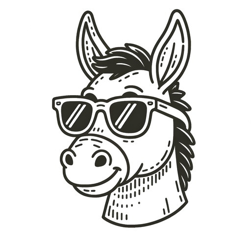 Donkey in Sunglasses Coloring Page