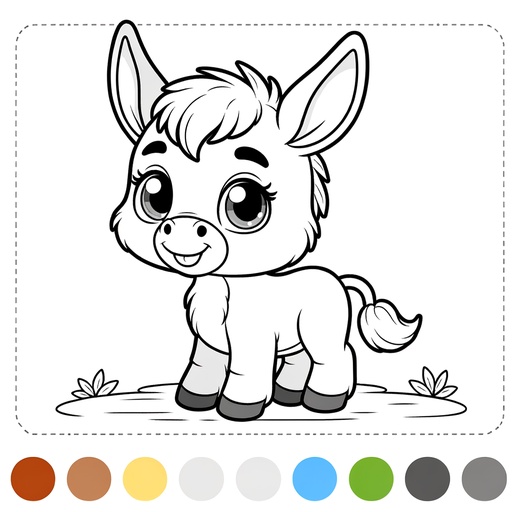 Cute Donkey Coloring Page