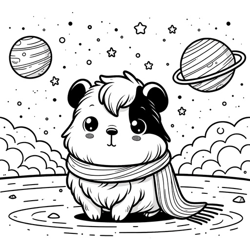 Space Guinea Pig Coloring Page