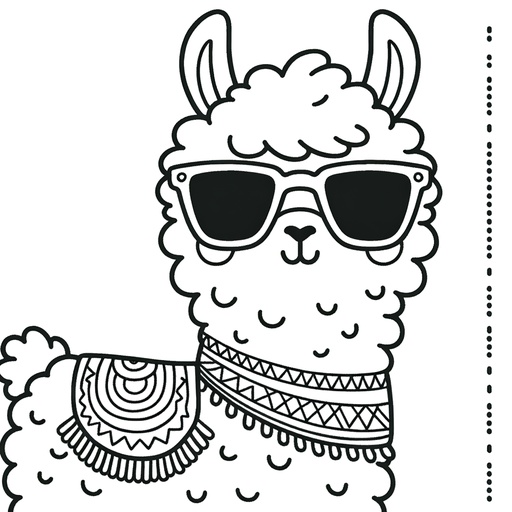 Llama in Sunglasses Coloring Page