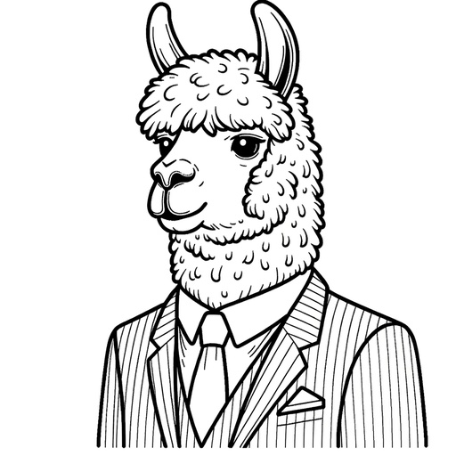 Llama in a Suit Coloring Page