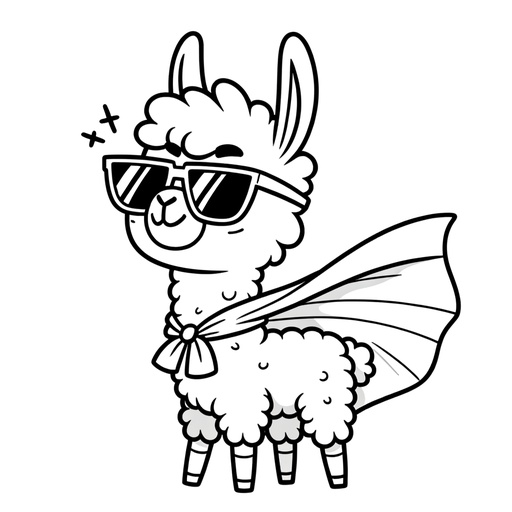 Superhero Llama Coloring Page