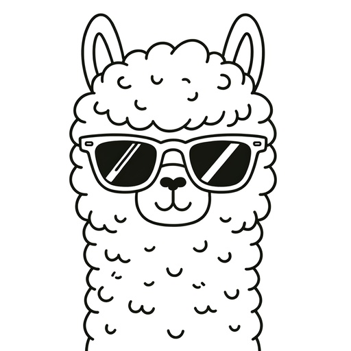 Alpaca in Sunglasses Coloring Page