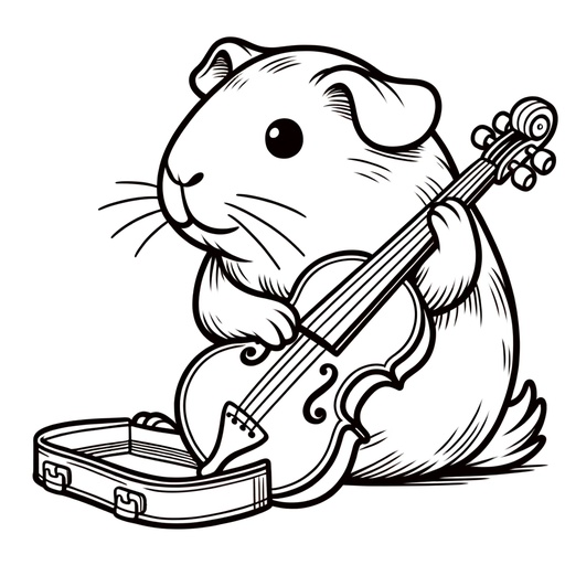 Musical Guinea Pig Coloring Page