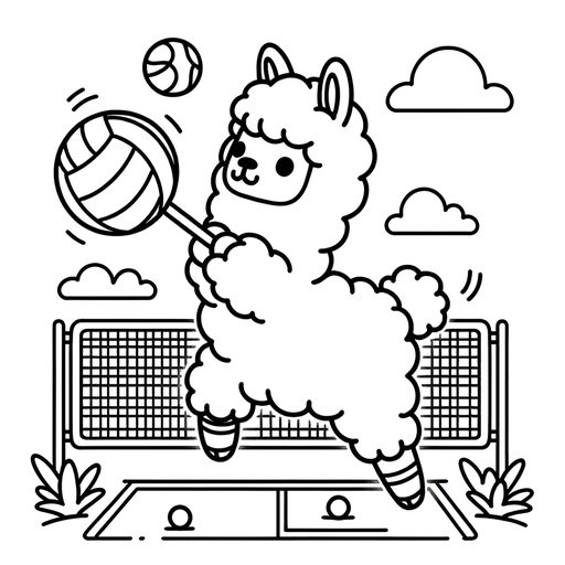 Sporty Alpaca Coloring Page