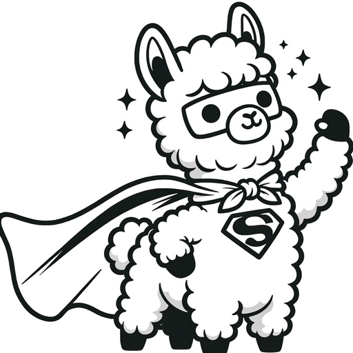 Superhero Alpaca Coloring Page