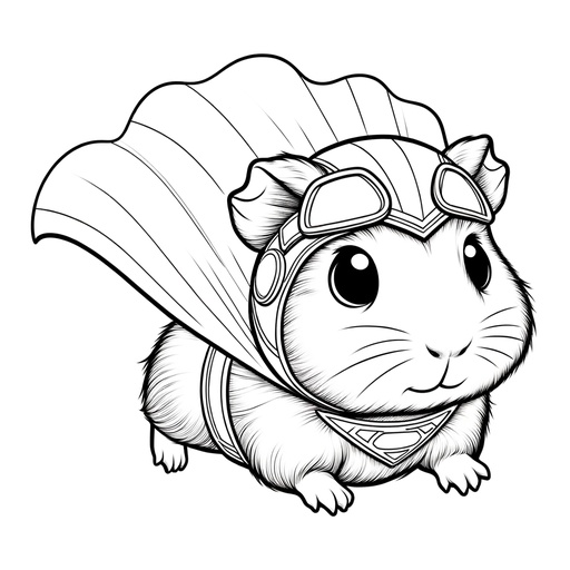 Superhero Guinea Pig Coloring Page