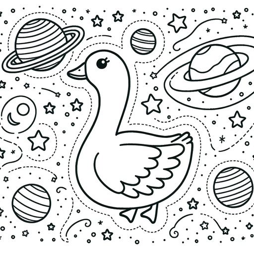 Space Goose Coloring Page