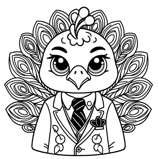 Peacock in a Suit Coloring Page