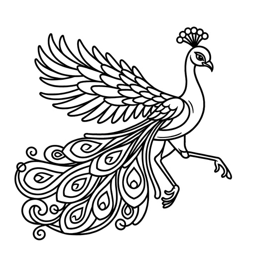 Action Peacock Coloring Page