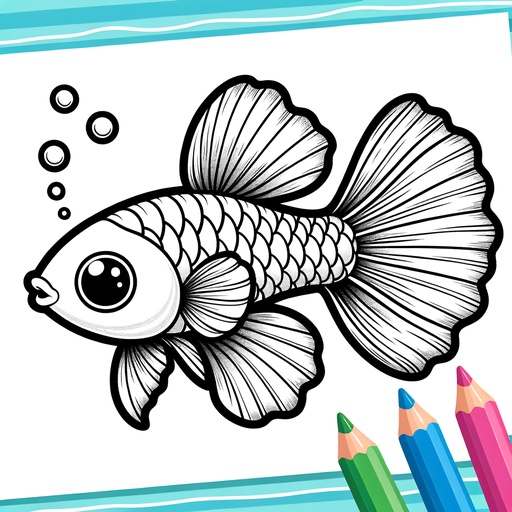 Cute Guppy Coloring Page