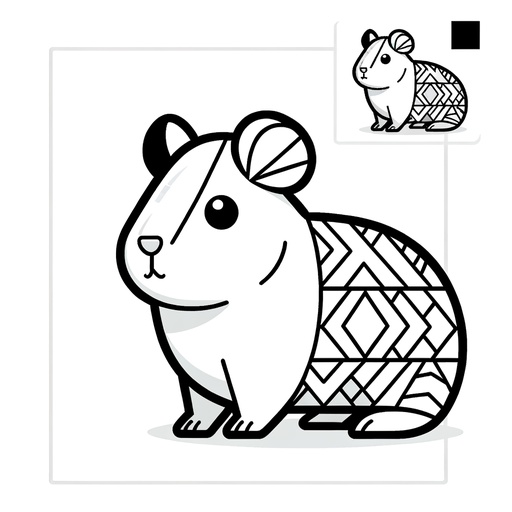 Geometric Guinea Pig Coloring Page