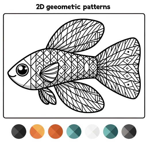 Geometric Guppy Coloring Page