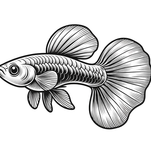 Realistic Guppy Coloring Page