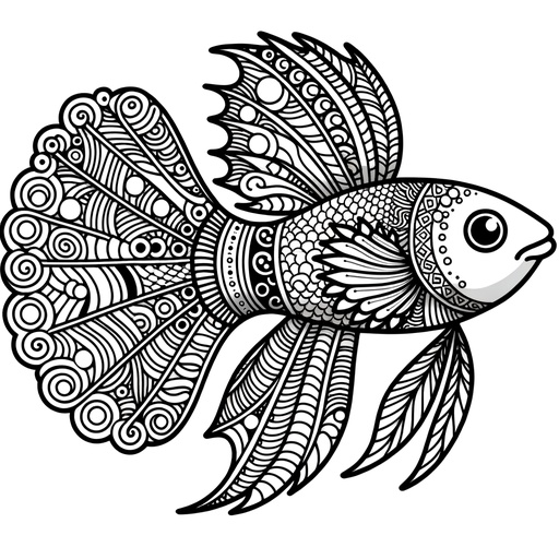 Zentangle Guppy Coloring Page