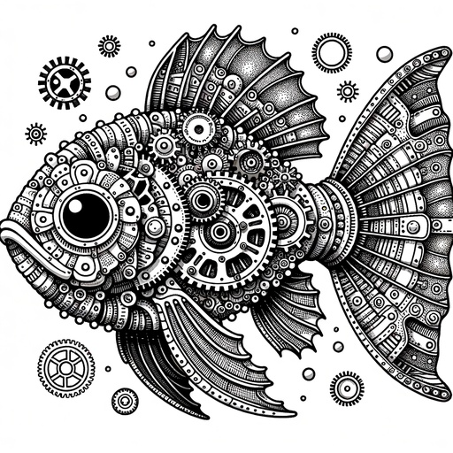 Steampunk Guppy Coloring Page