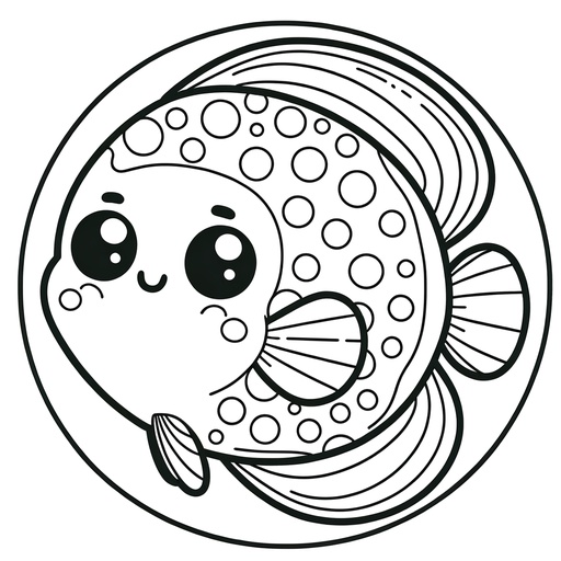 Cute Discus Fish Coloring Page