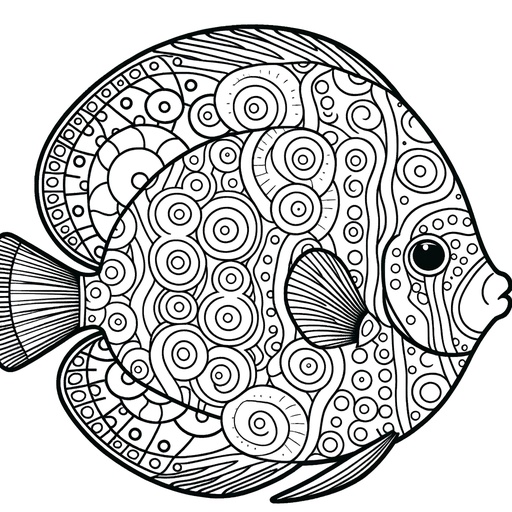 Mindful Discus Fish Coloring Page