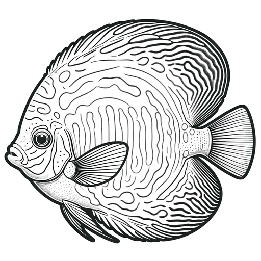 Realistic Discus Fish Coloring Page