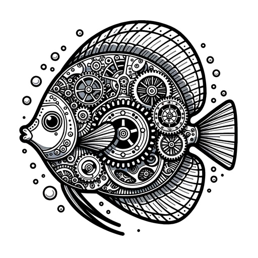 Steampunk Discus Fish Coloring Page