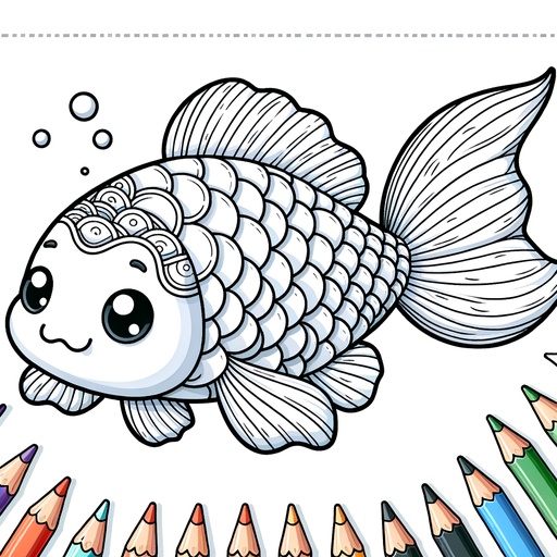 Cute Koi Carp Coloring Page