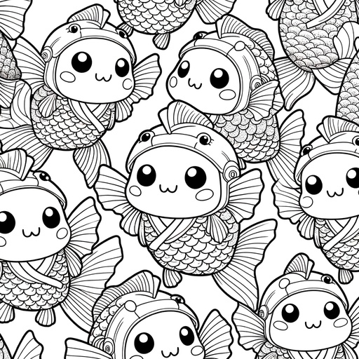 Koi Carp in Suits Coloring Page