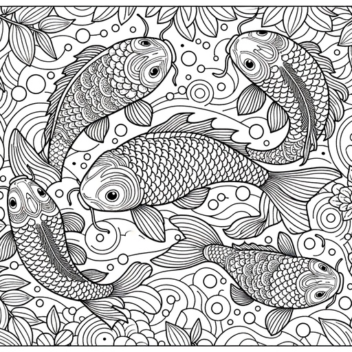 Mindful Koi Carp Coloring Page