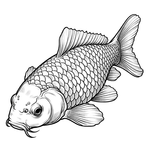 Realistic Koi Carp Coloring Page