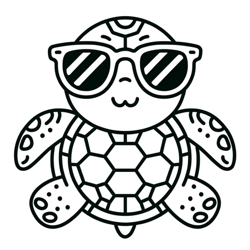 Turtle in Sunglasses Coloring Page