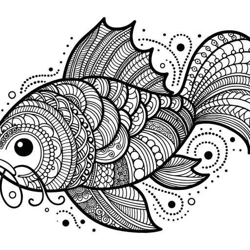 Zentangle Mirror Carp Coloring Page