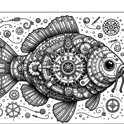 Steampunk Mirror Carp Coloring Page