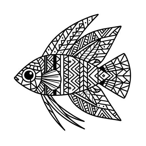 Geometric Swordtail Fish Coloring Page