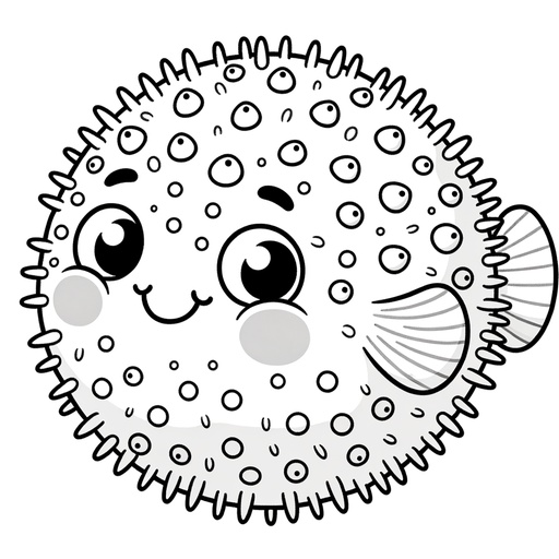 Cute Puffer Fish Coloring Page