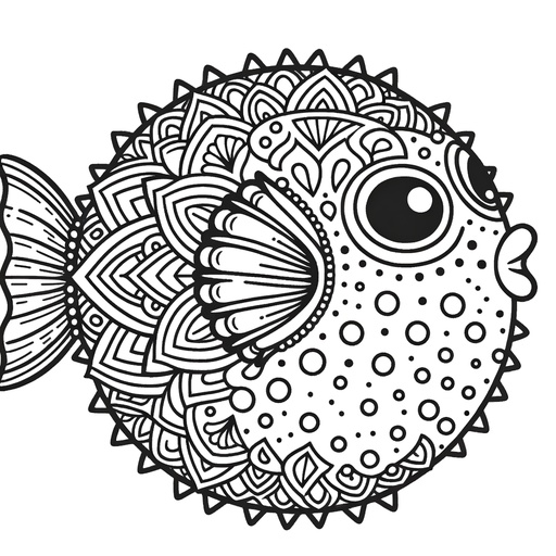 Mandala Puffer Fish Coloring Page