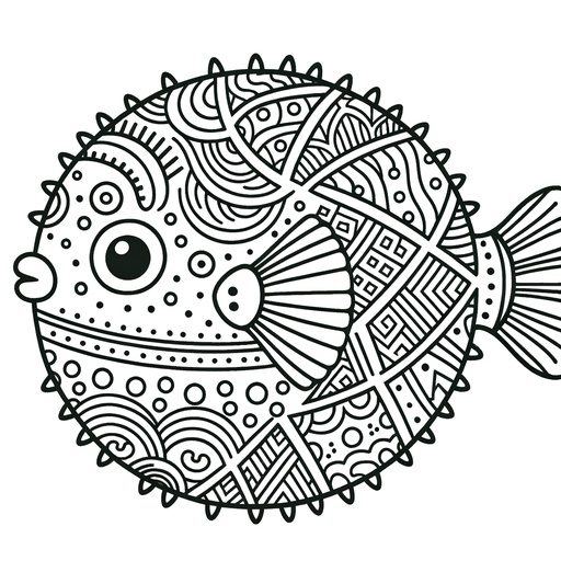 Mindful Puffer Fish Coloring Page