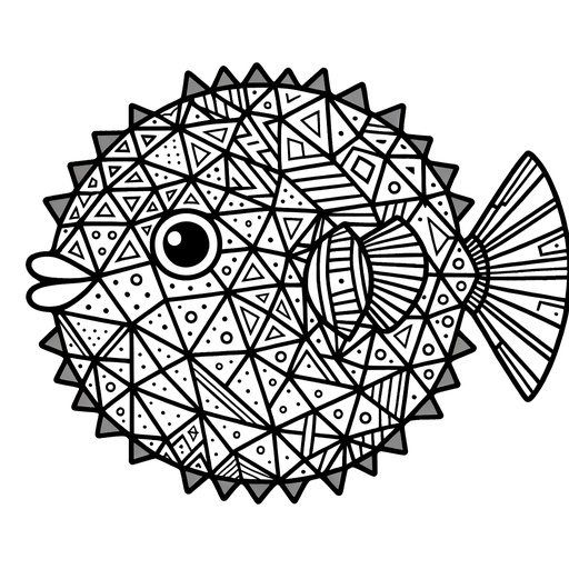 Geometric Puffer Fish Coloring Page