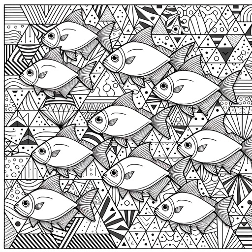 Geometric Neon Tetra Coloring Page