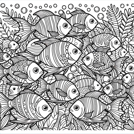 Zentangle Neon Tetra Coloring Page