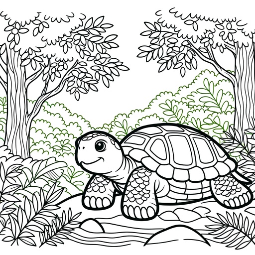 Turtle in Nature Coloring Page