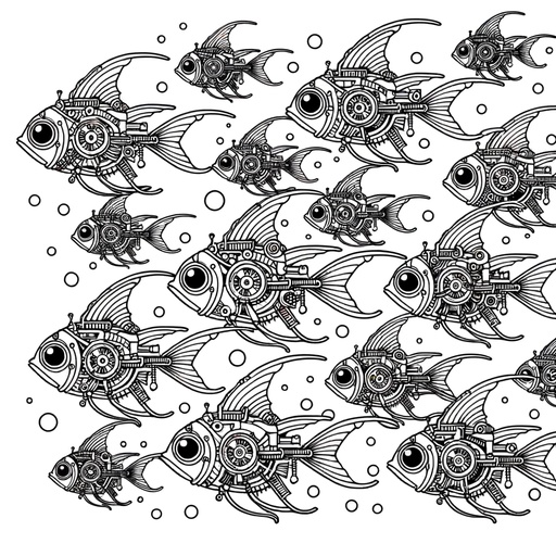 Steampunk Neon Tetra Coloring Page