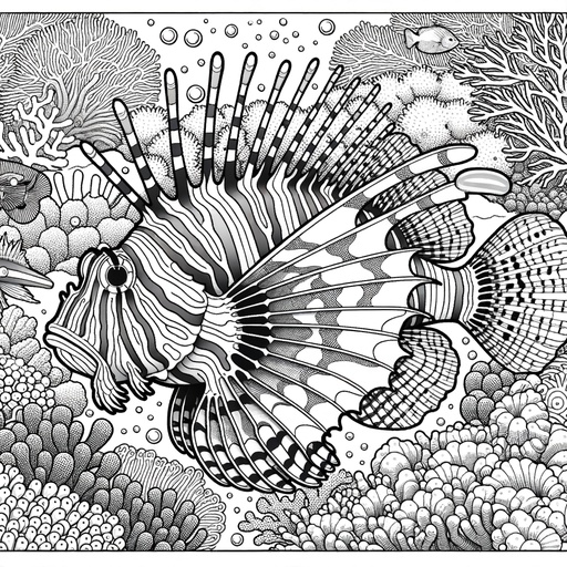 Underwater Lionfish Coloring Page