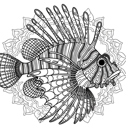 Mandala Lionfish Coloring Page