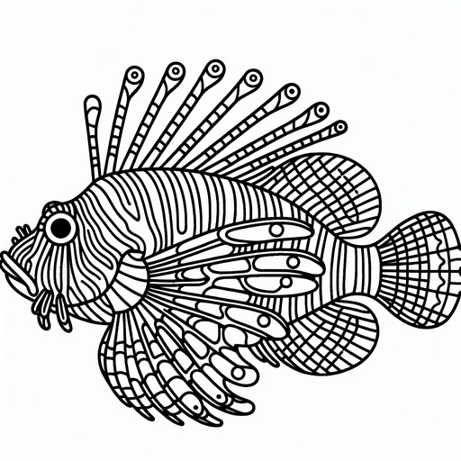 Mindful Lionfish Coloring Page
