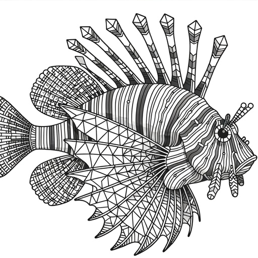 Geometric Lionfish Coloring Page